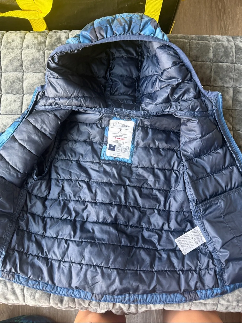 GAP Disney Blue Mickey Mouse Puffer Jacket with Hood